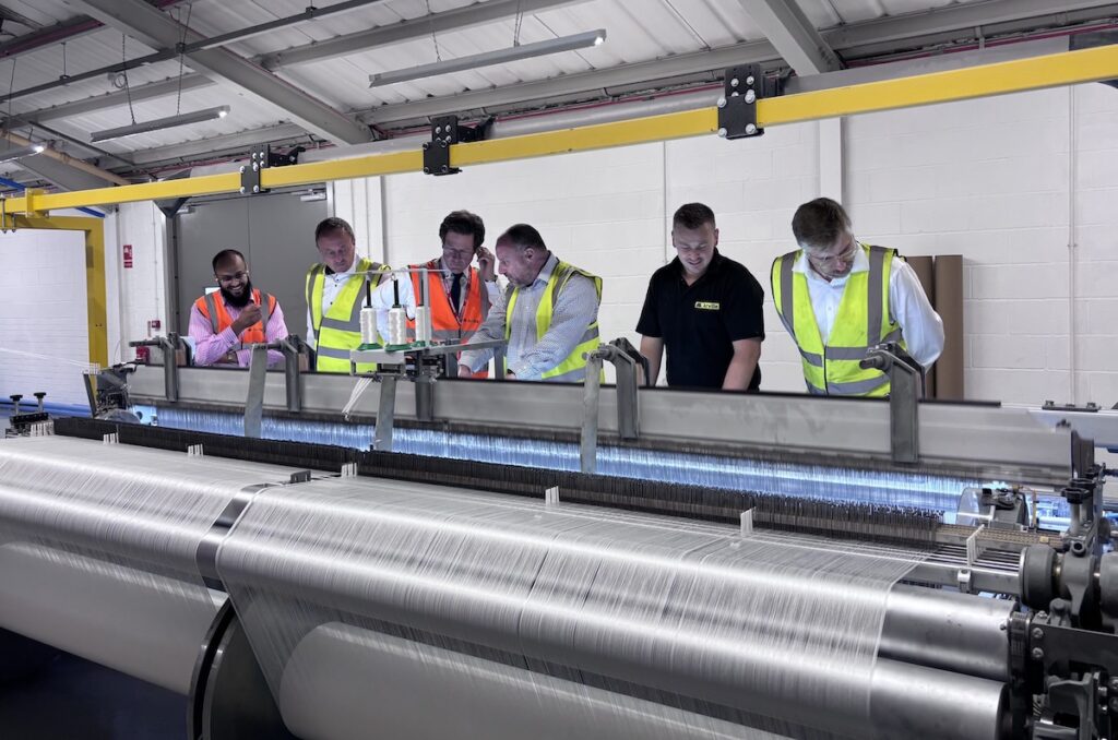 Arville Textiles AirJet Loom with Sir Alec Shellbrooke MP